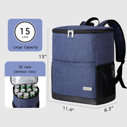 Insulated Cooler Backpack Outdoor - Leak Proof Backpack Cooler 30 Cans, Waterproof Lightweight Cooler Bag for 12h Hot/Cold Retention - Soft Cooler for Travel, Camping, Beach, Lunch - color: Navy-Blue
