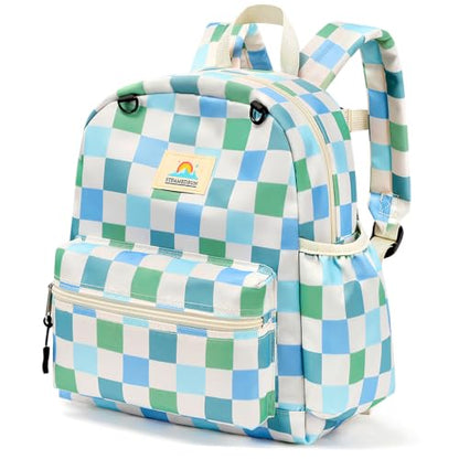 STEAMEDBUN Toddler Backpack Boys Girls 2-4, Preschool Daycare Backpack -12inch - color: Green Checkerboard, size: Mini-12"H(not fit folder)