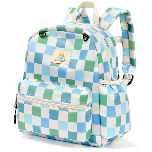 STEAMEDBUN Toddler Backpack Boys Girls 2-4, Preschool Daycare Backpack -12inch - color: Green Checkerboard, size: Mini-12"H(not fit folder)