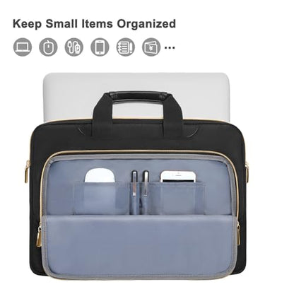MOSISO Laptop Shoulder Bag, Computer Bags, Laptop Messenge Bag with Front Inverted Trapezoid Quilted Pocket