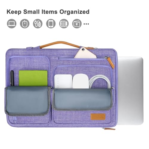 MOSISO 360 Protective Laptop Shoulder Bag,14 inch Computer Bag Compatible with HP Lenovo Dell ASUS Acer, HP, Dell Latitude, Lenovo,Side Open Messenger Bag with 4 Zipper Pockets&Handle, Purple - color: Purple, size: 14 inch
