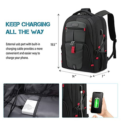 LOVEVOOK 17 inch Travel Laptop Backpack, DarkGrey, Waterproof, Anti-Theft with Lock, USB Charging Port, Large Capacity, Multi-Purpose - color: Darkgrey, size: 17 inch