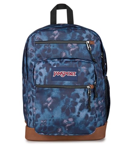 JanSport Cool Backpack with 15-inch Laptop Sleeve, Large Computer Bag Rucksack with 2 Compartments, Ergonomic Straps, Ghostly Florals - color: Ghostly Florals Navy/Purple/Pink