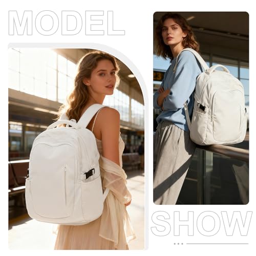 suwasp Large Travel Backpack for Women Men Mochila Airline Approved Carry On Personal Item Backpack Bag Frontier Airlines Personal Item Travel Bag Flight Approved Luggage Backpack - White - color: Beige, size: Large