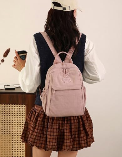 Mini Backpack for Women Nylon Small Backpack Purse Crossbody Sling Bag Convertible Backpack Casual Shopping Daypack (Pink) - color: Pink