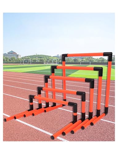 Portable Adjustable Football Hurdles，Agility Training Hurdles Set of 5, Detachable Practice Hurdles for Track and Field(Orange) - color: Orange