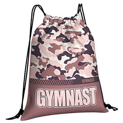 Drawstring Backpack Waterproof Gym Drawstring Bags Sports String Bag Camo Sackpack-Dusty Rose Gymnastics Drawstring Bag - color: Gymnastics Drawstring Bags-camo Dusty Rose