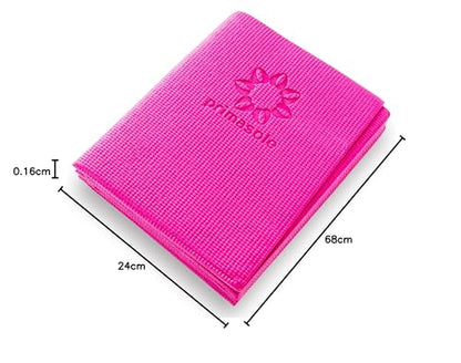 Primasole Folding Yoga Travel Pilates Mat Foldable Easy to Carry to Class Beach Park Tear resistant Travel Picnics 4mm Thick 9 Colors - color: Azalea Pink
