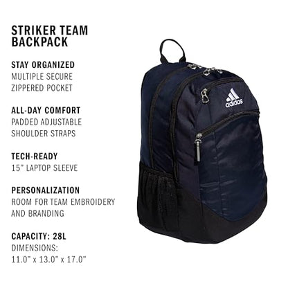adidas Unisex Striker II Team Backpack, Team Navy Blue, One Size - color: Navy Blue/Black/White/2.0 (28l)
