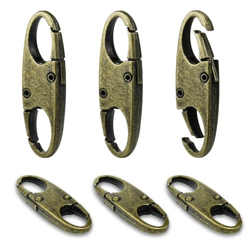 6Pcs Double Opening Lock Zipper Pull Replacement Clips, Small Carabiner Clips, Zipper Locks Anti Theft Deterrent for Bag Luggage Pickpocket Backpack Purse Travel Suitcase (Bronze) - color: 6pcs Bronze