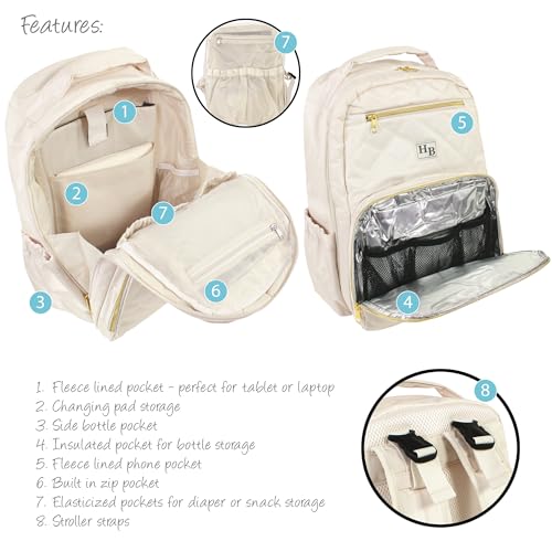 Hudson Baby Unisex Baby Premium Diaper Bag Backpack and Changing Pad, Beige, One Size - color: Beige