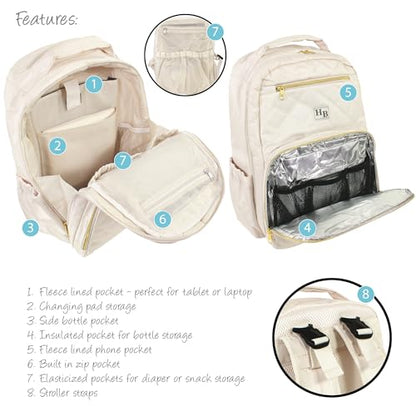 Hudson Baby Unisex Baby Premium Diaper Bag Backpack and Changing Pad, Beige, One Size - color: Beige