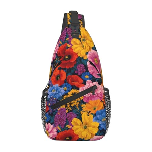 Horse Sling Bag Crossbody Backpack Lightweight Chest Bag Casual Travel Daypack For Work Daily Commute And Short Trips - color: Flower-3