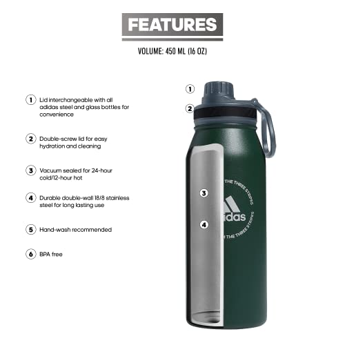 adidas Metal Water Bottle 1L - color: Green Oxide/Onix Grey/Silver Metallic