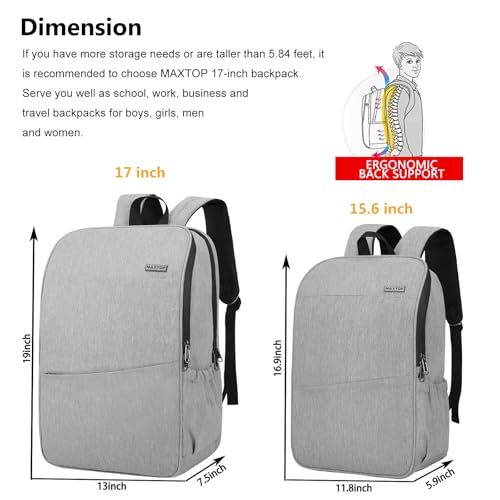 MAXTOP Deep Storage Laptop Backpack Business Anti-theft Backpacks[Water Resistant] College School Computer Bookbag Fits 17 Inch Laptop - color: Medium Gray, size: 17 inch, style: Daypack Backpacks
