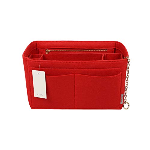 ZTUJO Purse Organizer Insert, Felt Purse Organizer with Zipper and Sewn Bottom Insert, Fit Speedy Neverfull Graceful,6 Sizes - color: Red, size: X-Large