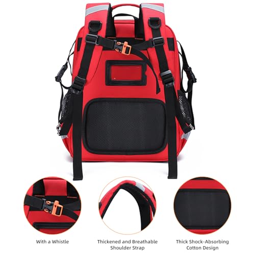 First Responder Bag Trauma Backpack Empty Medical Bag,Medical Emergency Kits Storage for EMT, EMS, Police, Firefighters - color: Red