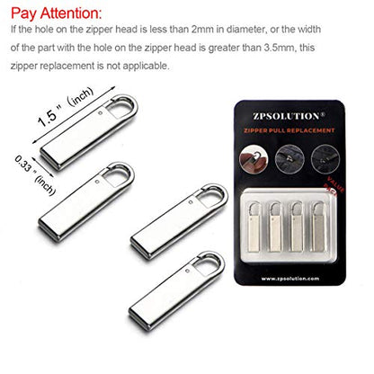 Zpsolution Zipper Handle Pull Replacement - Metal Zipper Tab Repair Easy Use for Broken and Missing Pulls on Luggage, Suitcase - color: Sliver