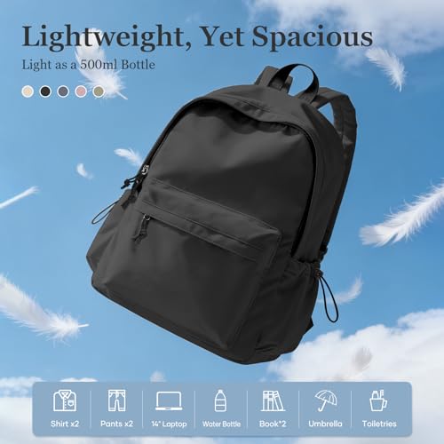 Classic Basic Black Backpack For Women,Waterproof High School Bookbag,Lightweight Casual Travel Daypack,College Backpack Men,Middle School Bag For Girls Boys - color: A1-black