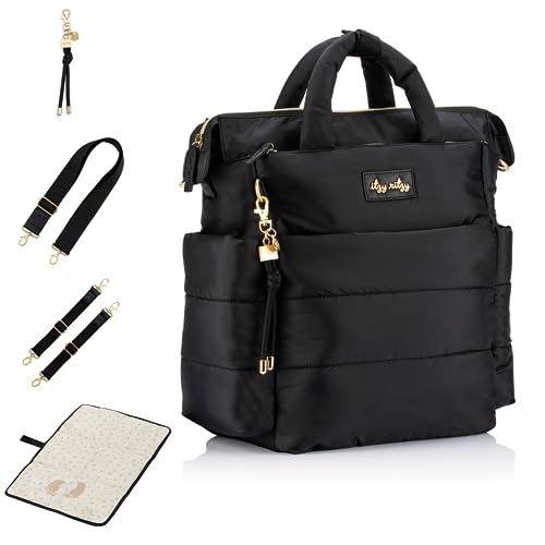 Itzy Ritzy Dream Convertible Diaper Bag Tote Backpack - Baby Diaper Bag with 14 Pockets, Changing Pad & More (Midnight Black) - color: Midnight Black