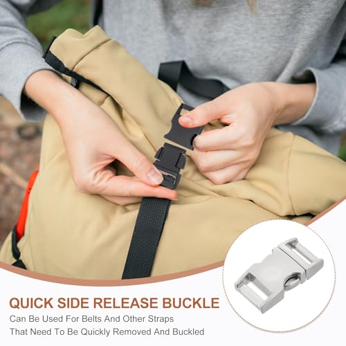 PATIKIL Quick Side Release Buckle, Metal Buckles Replacement No Sewing Snaps Clips Clasps - color: Silver, size: 3/4 Inch