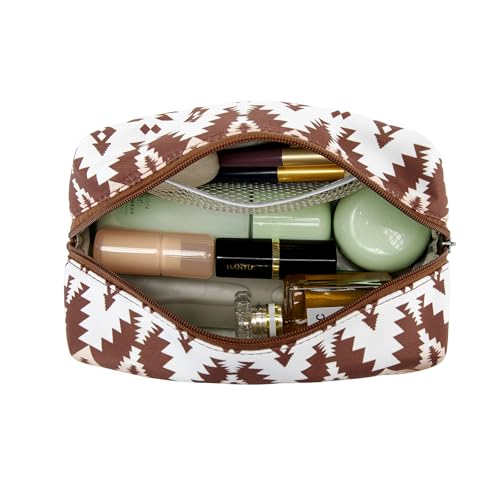 Montana West X Wrangler Travel Makeup Bag Waterproof Cosmetic Bag Portable Makeup Pouch for Women Large Toiletry Bag - color: Coffee