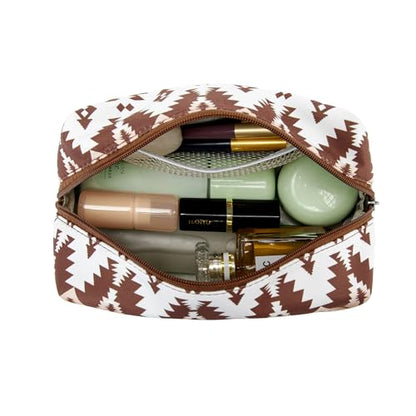 Montana West X Wrangler Travel Makeup Bag Waterproof Cosmetic Bag Portable Makeup Pouch for Women Large Toiletry Bag - color: Coffee