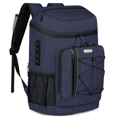 HXLGMD Backpack Coolers Insulated Leak Proof 30 Cans, Soft Sided Insulated Cooler Bags Ice Chest Backpack for Beach Travel Camping, with Reusable Ice Packs - color: Navy Blue