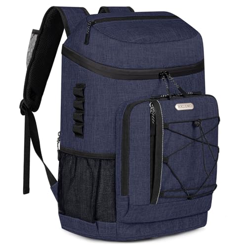HXLGMD Backpack Coolers Insulated Leak Proof 30 Cans, Soft Sided Insulated Cooler Bags Ice Chest Backpack for Beach Travel Camping, with Reusable Ice Packs - color: Navy Blue