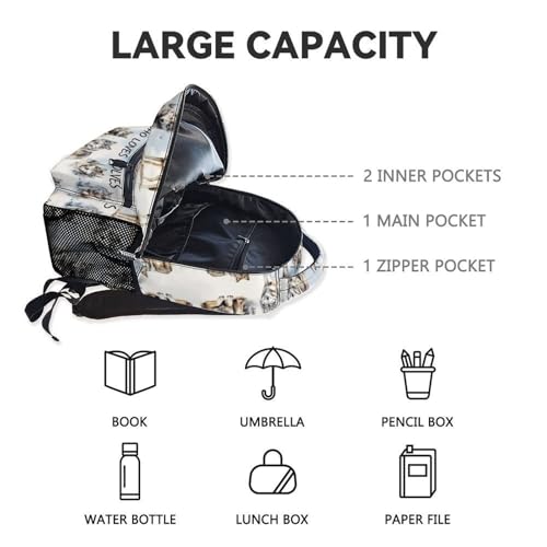 Girls Backpacks for Preschool - 17 Inch Wolf Kids School Backpack - Durable Bookbag for Kindergarten - color: Color1-1