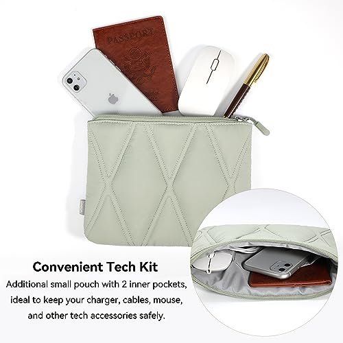Voova Puffy Laptop Sleeve Case 13 13.6 Inch Compatible with MacBook Air 13 M1/M2/M3/M4 2020-2025, MacBook Pro 13/14, IPad Air/Pro 13, Cute Computer Cover Bag with Accessories Pouch, Mint Green - color: Mint Green, size: 13-13.6 Inch
