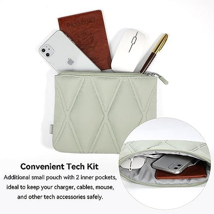 Voova Puffy Laptop Sleeve Case 13 13.6 Inch Compatible with MacBook Air 13 M1/M2/M3/M4 2020-2025, MacBook Pro 13/14, IPad Air/Pro 13, Cute Computer Cover Bag with Accessories Pouch, Mint Green - color: Mint Green, size: 13-13.6 Inch