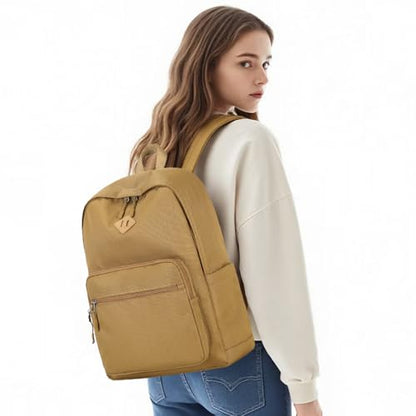 Lohol Classic Backpack for School Travel College, Durable Water Resistant Bookbag (Brown) - color: Brown