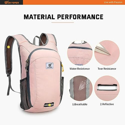 SKYSPER Small Daypack 10L Hiking Backpack Packable Lightweight Travel Day Pack for Women Men - color: Rosy, size: 10l