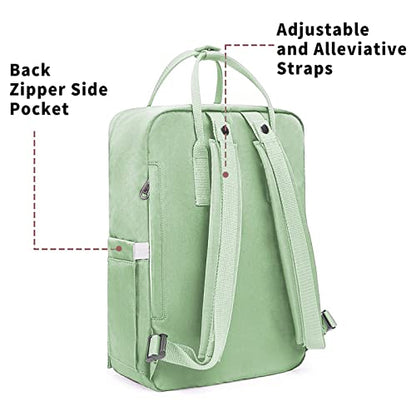 KALIDI Casual Laptop Backpack 15 Inches Classic Camping Rucksack Travel Outdoor Square Daypack College Hiking Gym Bag, Light Green - color: Light Green