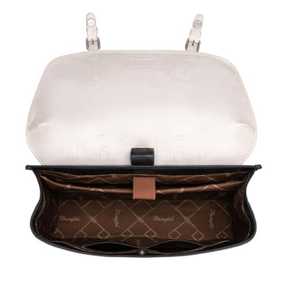 Wrangler Laptop Bag for Women Messenger Bag Briefcase Computer Backpack Convertible Satchel Bag - color: Beige & Black, size: 15.6 inch
