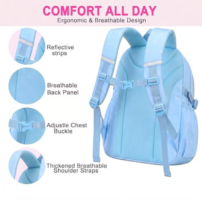 3PCS Kids Backpack Set, School Backpack with Lunch Bag & Pencil Case, Lightweight Waterproof Bookbag for Kids (Blue Sequin) - color: Blue Sequin
