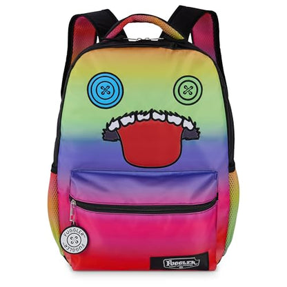 AI ACCESSORY INNOVATIONS Fuggler Backpack with Big Face Oogah Boogah Character, Rainbow Gradient, 16 Inch, Polyester, 3 Pockets, Adjustable Straps, for Kids Ages 5-12 - style: Fuggler Oogah Boogah Backpack