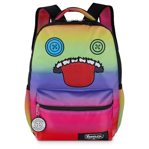 AI ACCESSORY INNOVATIONS Fuggler Backpack with Big Face Oogah Boogah Character, Rainbow Gradient, 16 Inch, Polyester, 3 Pockets, Adjustable Straps, for Kids Ages 5-12 - style: Fuggler Oogah Boogah Backpack