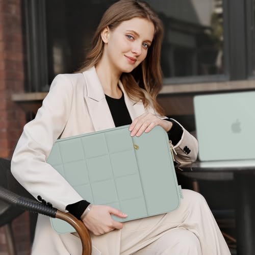 MOSISO Laptop Case 13.3 inch,13-13.3 inch Puffy Laptop Sleeve Compatible with MacBook Air 13 13.6/Neo/Pro 13/Pro 14,HP Dell ASUS,Twelve Square Quilted Bag with Vertical Pocket&Small Case,Antique Green - color: Antique Green, size: 13.3 inch