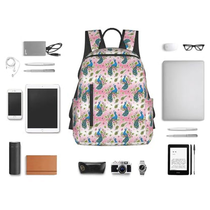 Casual Travel Rucksack Beautiful Peacock Pink, Self-Standing, Mesh Side Pockets, for Cycling & Weekends - color: Picture (48)