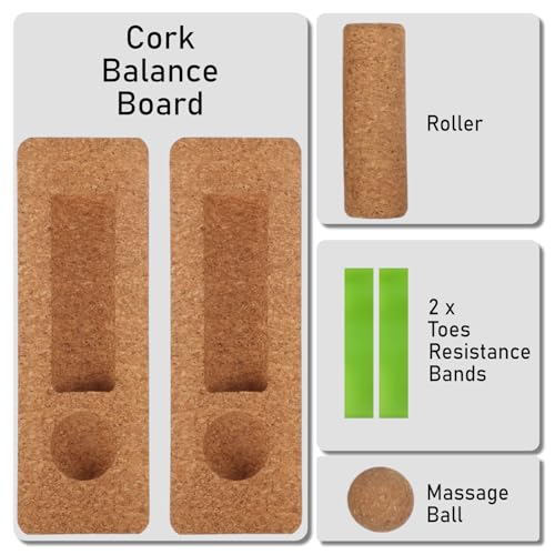 Cork Balance Board Set, Foot Massage & Ankle Stability Trainer for Yoga