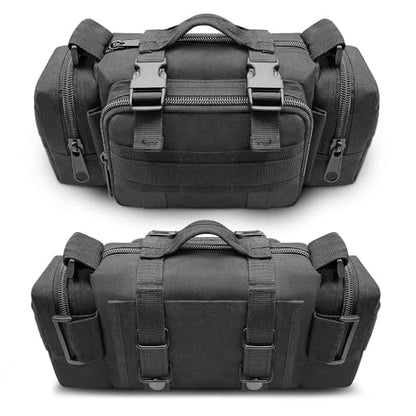 Tactical Duffel Bags for Men, 3P Military Molle Waist Fanny Packs EDC Utility Pouch Crossbody with Shoulder Strap Hand Carry - color: Black