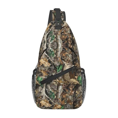Camouflage Leaves And Deer Outdoor Crossbody Shoulder Bag For Unisex Young Adult Hiking Bicycling - color: Yellow2