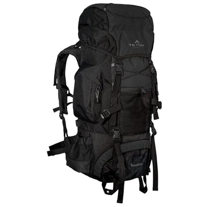 TETON 55L Scout Internal Frame Backpack for Hiking, Camping, Backpacking, Rain Cover Included - color: Black, size: 55L