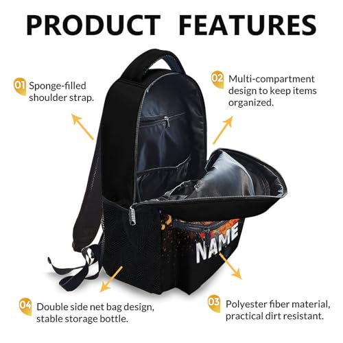 Boys School Backpack Personalized Kids Basketball Backpacks Bookbag Back to School Supplies, Custom Name Cool Sport Back Pack for Travel Camping Casual (17 Inches) - color: Color 1-1