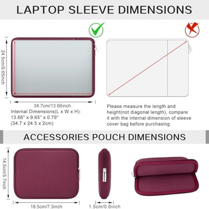RAINYEAR Laptop Sleeve Case Compatible with 13.3 Inch Notebook Computer Chromebook 14" MacBook Pro/Max M1 M2 M3 M4 M5 Protective Cover Soft Bag with Front Pocket & Accessories Pouch (Red) - color: Red, size: 13"-13.3"