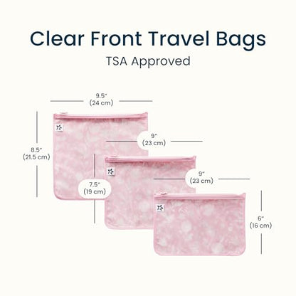 Tiny Twinkle Diaper Bag Organizing Pouches|3 Pack Mess-Proof Clear Front Travel Organizer Bags&TSA Approved Toiletry Bag Set for Baby and Mom Essentials - color: Toile