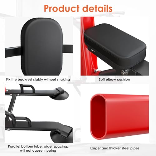 soges Power Tower Pull Up Bar Station, Dip Station for Home Gym, Height Adjustable Heavy Duty Strength Home Training Fitness Workout Equipment - color: Red