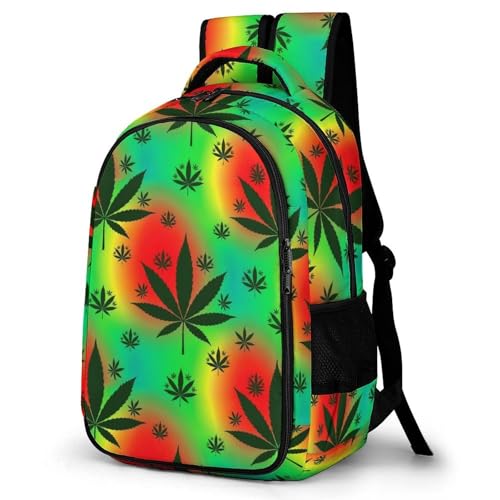 Water Resistant Travel Daypack Rasta Leaf Weedleaf, Lightweight Laptop Backpack with Water Bottle Pockets for Men Women College Work - color: Pattern (320)